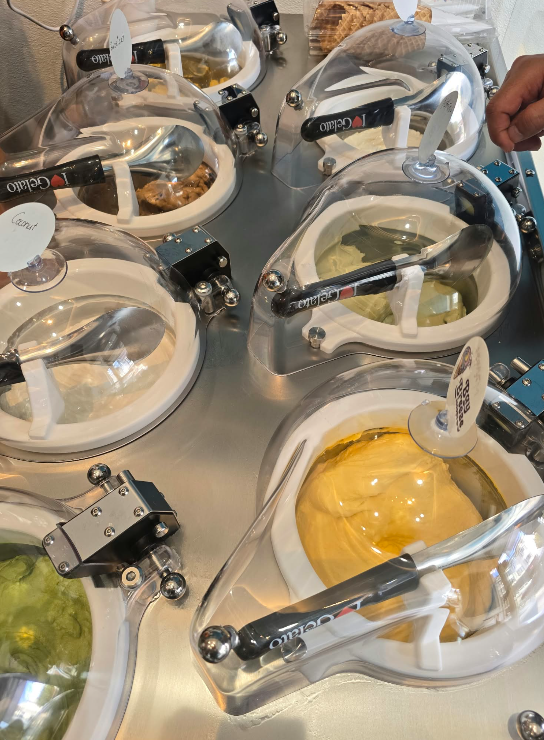 Colorful gelato ready to customize