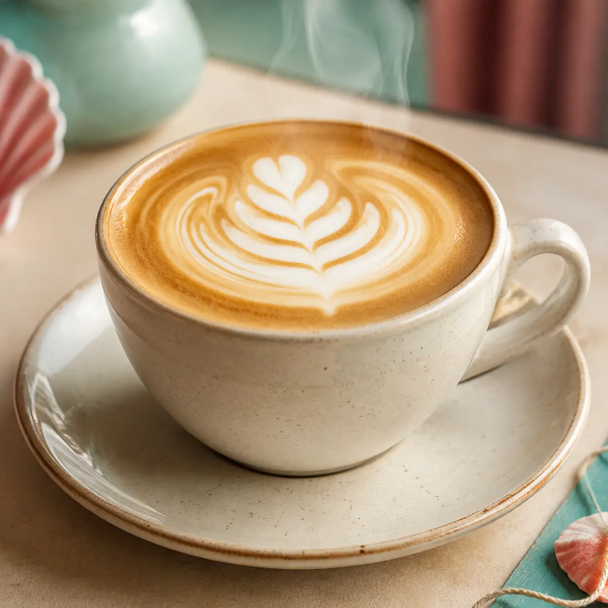 A warm latte with foam art