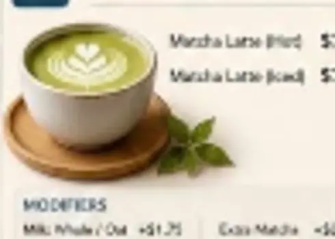 A bright green matcha latte